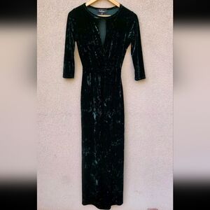 LULUS Women's Maxi Dress Small Emerald Green Velvet Burnout Holiday Whimsigoth